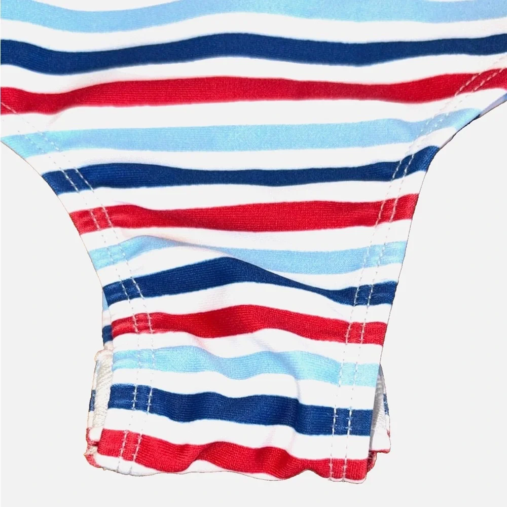 Little English Girls Swimsuit 3-6M Red White Blue Stripe Bow One Piece